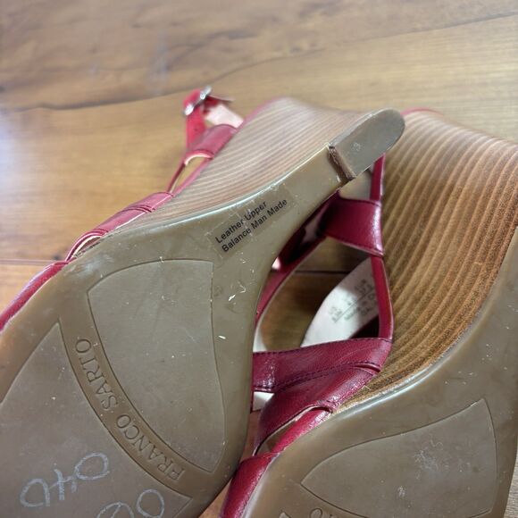 Franco Sarto Womens 6.5 Red Wedge Galia Heels Sandals Strappy - Picture 13 of 14